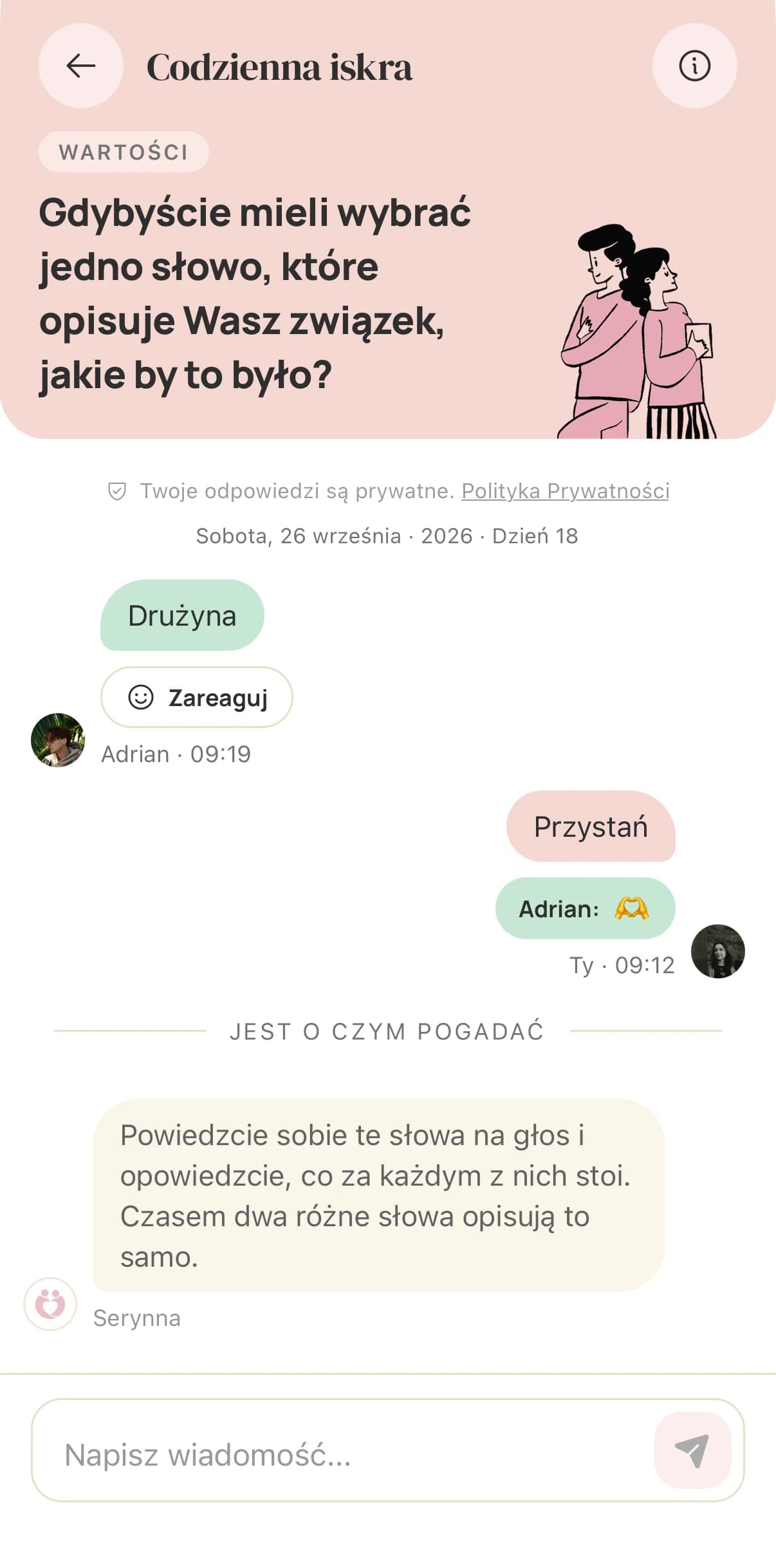Codzienna iskra po odsłonie: Drużyna i Przystań