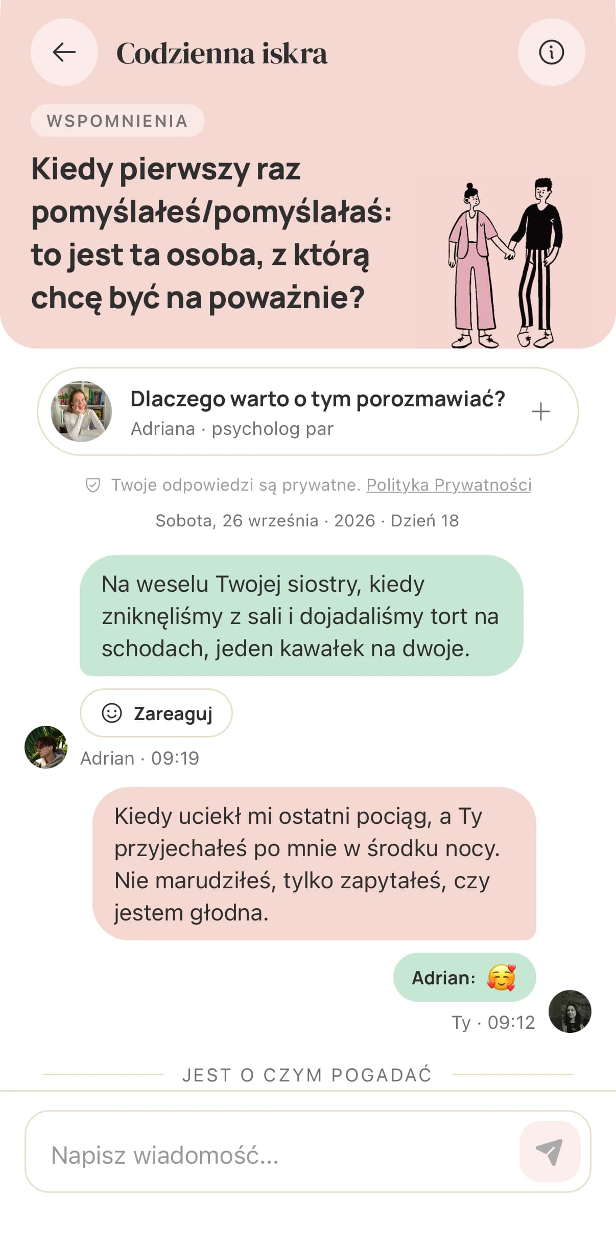 Codzienna iskra z komentarzem Adriany Guściory, psycholog par